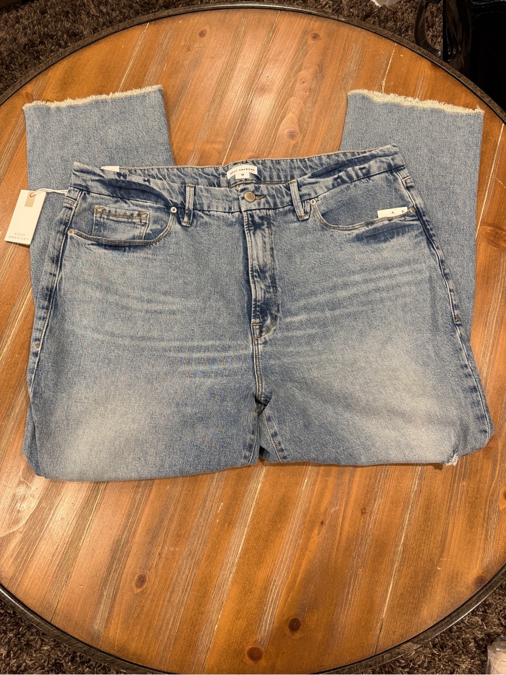 Good American Good Boy Distressed Straight Leg Jeans Women’s Size 18 NWT